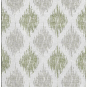HomeRoots 8' X 10' Artichoke Green Ikat Area Rug - Washable, UV-Protected, Stain Resistant, Stylish Design! 667441