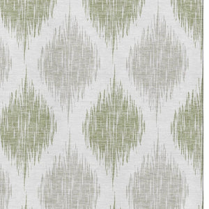 HomeRoots 9' X 12' Stylish Artichoke Green Ikat Area Rug – Washable, UV Protected, Perfect for Family Spaces! 667442