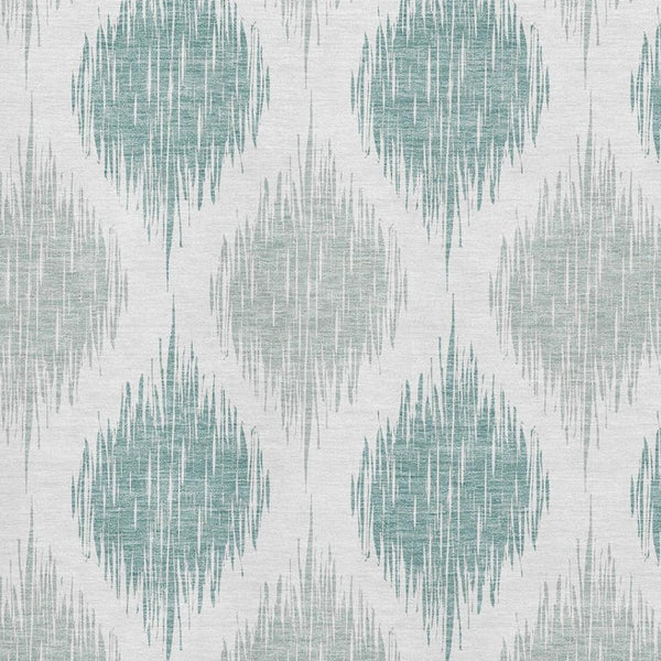 HomeRoots 5' X 8' Aqua Ikat Washable Area Rug with UV Protection - Stylish, Durable, and Easy-Clean Design! 667445