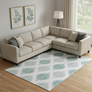 HomeRoots 9' X 12' Aqua Ikat Area Rug - Washable, UV-Protected, Durable & Stylish for Family-Friendly Spaces 667448