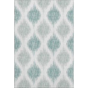 HomeRoots 9' X 12' Aqua Ikat Area Rug - Washable, UV-Protected, Durable & Stylish for Family-Friendly Spaces 667448