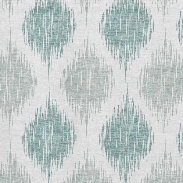 HomeRoots 9' X 12' Aqua Ikat Area Rug - Washable, UV-Protected, Durable & Stylish for Family-Friendly Spaces 667448