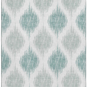 HomeRoots 9' X 12' Aqua Ikat Area Rug - Washable, UV-Protected, Durable & Stylish for Family-Friendly Spaces 667448