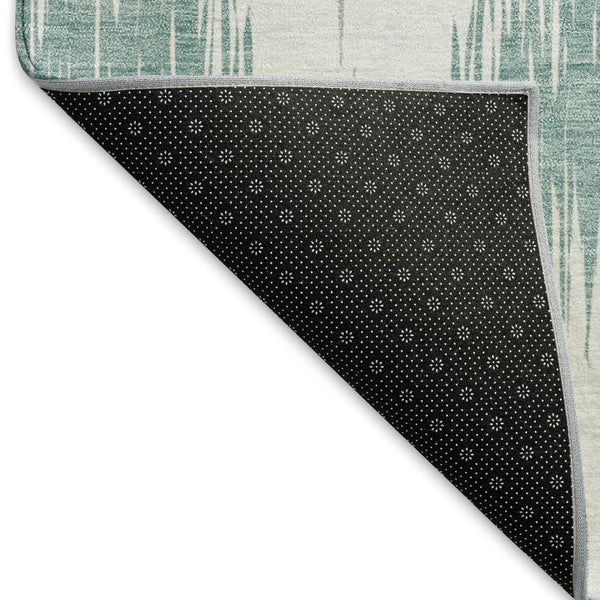 HomeRoots 10' Aqua & Ivory Ikat Washable Area Rug - Durable, UV-Protected, Stylish for Family Living Spaces 667449