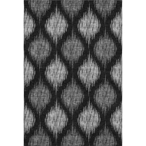 HomeRoots 10' X 14' Ikat Area Rug - Modern Black & Ivory Design, Washable, UV-Protected, Pet-Friendly Durability 667455