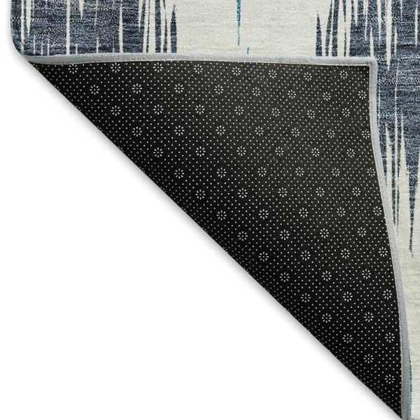 HomeRoots 8' Blue Ikat Round Washable Rug - Stain-Resistant, UV Protected, Perfect for High-Traffic Areas! 667458