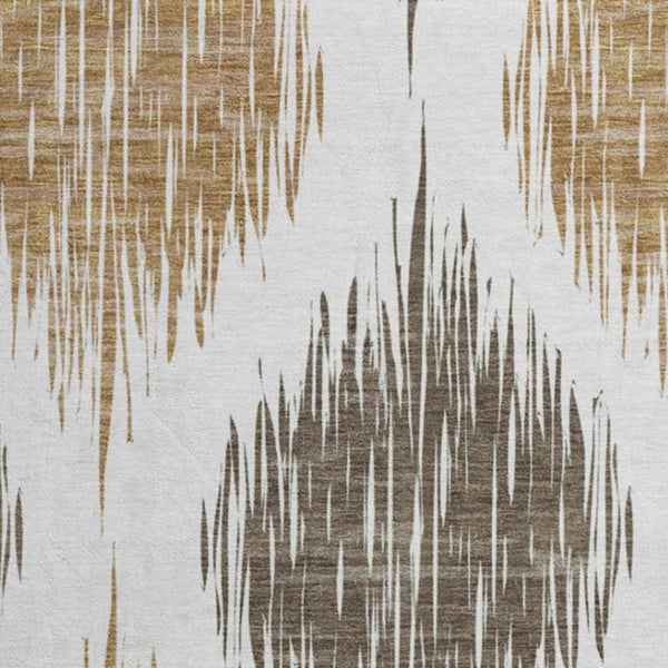 HomeRoots 8' Chocolate Ikat Round Rug - Stylish, Washable, and UV-Protected for Busy Homes with Kids & Pets 667464
