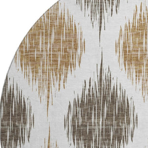 HomeRoots 8' Chocolate Ikat Round Rug - Stylish, Washable, and UV-Protected for Busy Homes with Kids & Pets 667464