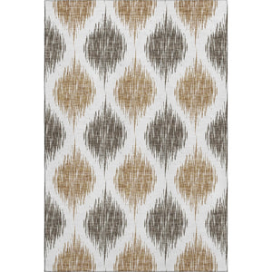 HomeRoots 8' X 10' Ikat Washable Area Rug in Chocolate & Ivory - Durable, Stain-Resistant, UV Protected Design 667465
