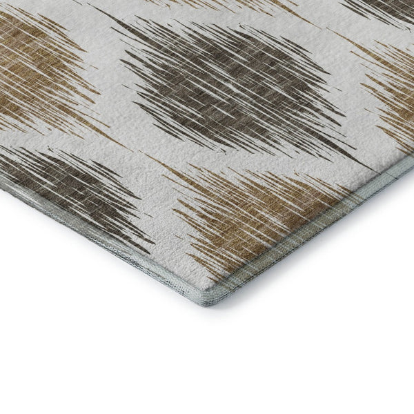 HomeRoots 8' X 10' Ikat Washable Area Rug in Chocolate & Ivory - Durable, Stain-Resistant, UV Protected Design 667465