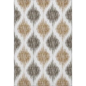 HomeRoots 9' X 12' Chocolate & Ivory Ikat Area Rug – Durable, Washable, UV Protected for Stylish Living Spaces 667466
