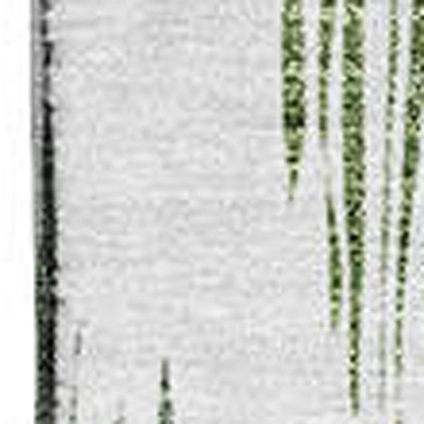 HomeRoots 5' X 8' Fern Green & Ivory Ikat Washable Area Rug - Durable, Stain Resistant, UV Protected Design 667469