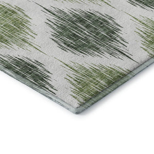 HomeRoots 10' X 14' Fern Green Ikat Area Rug - Stylish, Washable, UV-Protected, Perfect for Busy Homes! 667473