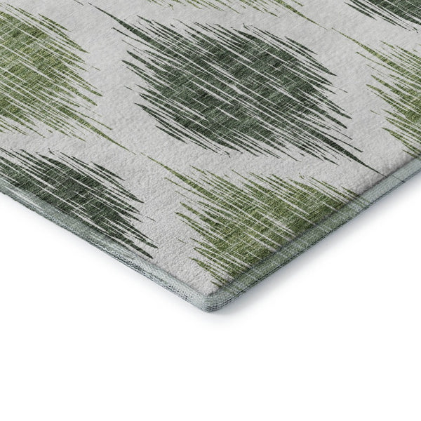 HomeRoots 10' X 14' Fern Green Ikat Area Rug - Stylish, Washable, UV-Protected, Perfect for Busy Homes! 667473