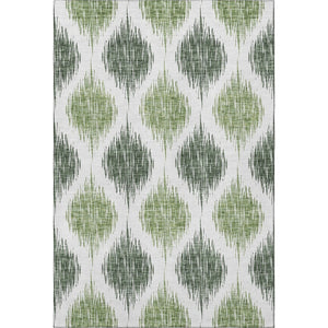 HomeRoots 10' X 14' Fern Green Ikat Area Rug - Stylish, Washable, UV-Protected, Perfect for Busy Homes! 667473