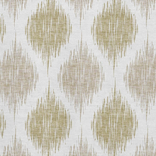 HomeRoots 5' X 8' Ikat Area Rug in Gold & Ivory - Stylish, Washable, UV-Protected for Busy Homes & Easy Care 667475
