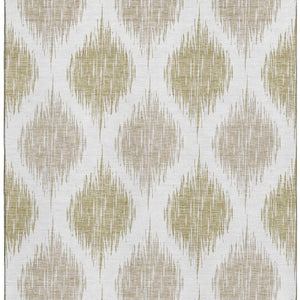 HomeRoots 8' X 10' Gold And Ivory Ikat Area Rug - Washable, UV Protected, Stain Resistant for Busy Homes 667477