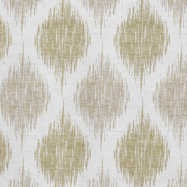 HomeRoots 9' X 12' Ikat Area Rug in Gold and Ivory - Washable, UV-Protected, Stylish Comfort for Busy Homes 667478