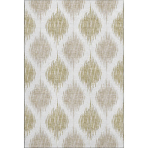 HomeRoots 10' Gold and Ivory Ikat Washable Area Rug - UV Protected, Stain-Resistant, Soft, Durable Design! 667479