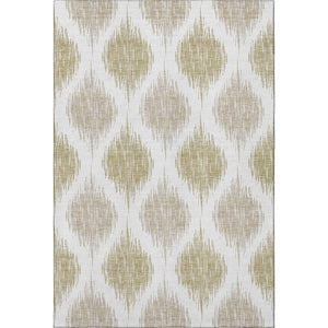 HomeRoots 10' Gold and Ivory Ikat Washable Area Rug - UV Protected, Stain-Resistant, Soft, Durable Design! 667479