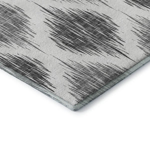 HomeRoots 8' X 10' Gray & Ivory Ikat Washable Area Rug - Durable, Stain-Resistant with UV Protection for Homes 667483