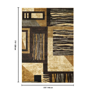 English Elm Bristol Geometric Stripe Area Rug Bold Multicolor Low Pile for Living or Dining Rooms B186P452308