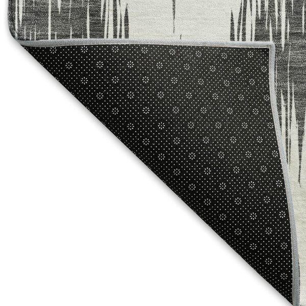 HomeRoots 10' X 14' Gray and Ivory Ikat Area Rug - Washable, UV-Protected, Durable for Busy Homes and Style 667485