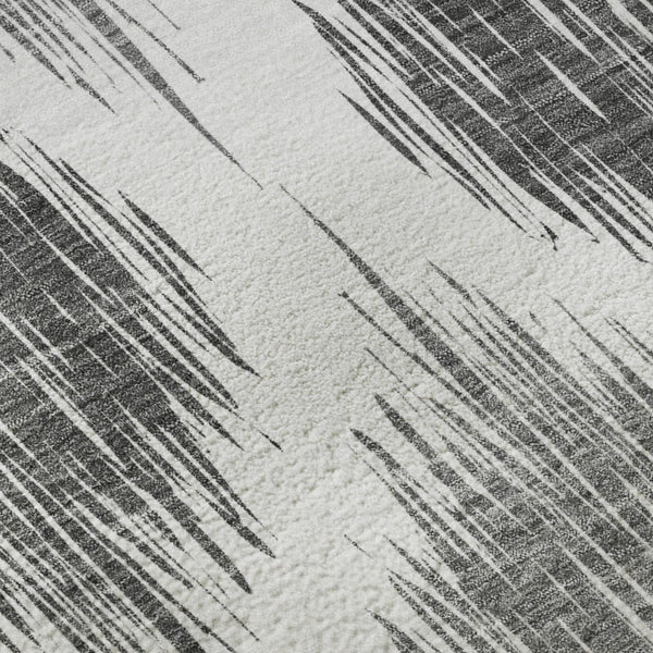 HomeRoots 10' X 14' Gray and Ivory Ikat Area Rug - Washable, UV-Protected, Durable for Busy Homes and Style 667485