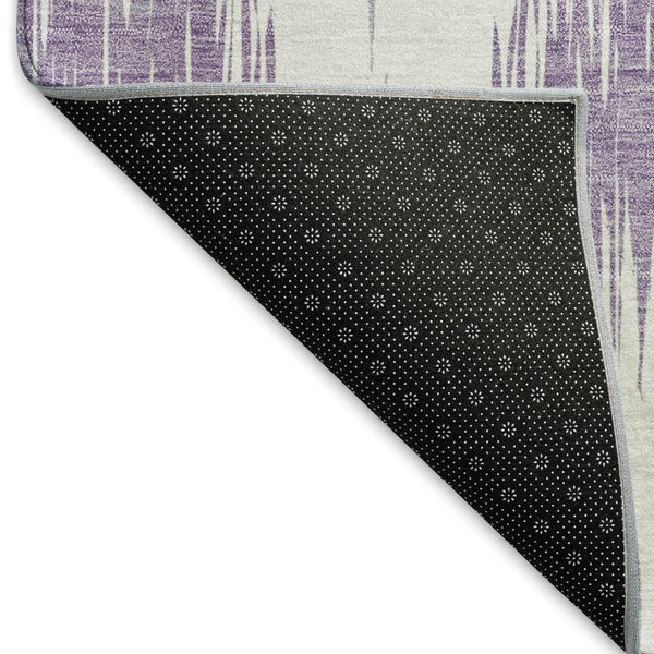 HomeRoots 8' Lavender Ikat Washable Round Rug - UV Protected, Stain Resistant, Durable for Modern Homes 667488