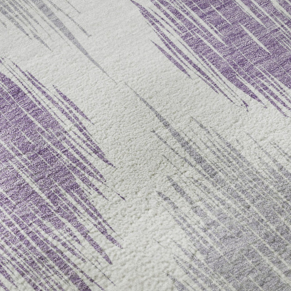 HomeRoots 8' X 10' Cozy Lavender & Ivory Ikat Washable Area Rug - Durable, Stain Resistant & UV Protected! 667489