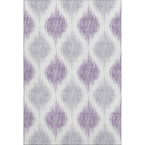 HomeRoots 9' X 12' Stylish Lavender & Ivory Ikat Area Rug - Washable, UV Protected, Perfect for High-Traffic Spaces 667490