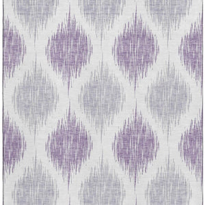 HomeRoots 9' X 12' Stylish Lavender & Ivory Ikat Area Rug - Washable, UV Protected, Perfect for High-Traffic Spaces 667490