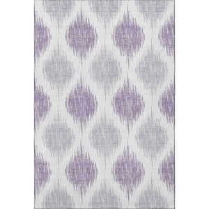 HomeRoots 10' X 14' Ikat Area Rug in Lavender & Ivory - Washable, Durable, UV-Protected for Family Spaces 667491