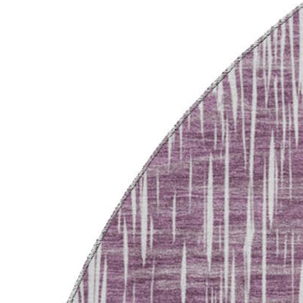 HomeRoots 8' Purple And Ivory Ikat Washable Round Rug - Durable, UV-Protected Beauty for Every Space! 667494