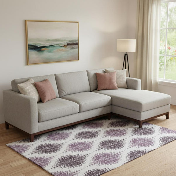 HomeRoots 8' X 10' Ikat Washable Area Rug in Purple & Ivory - Durable, UV-Protected, Stain-Resistant Design! 667495