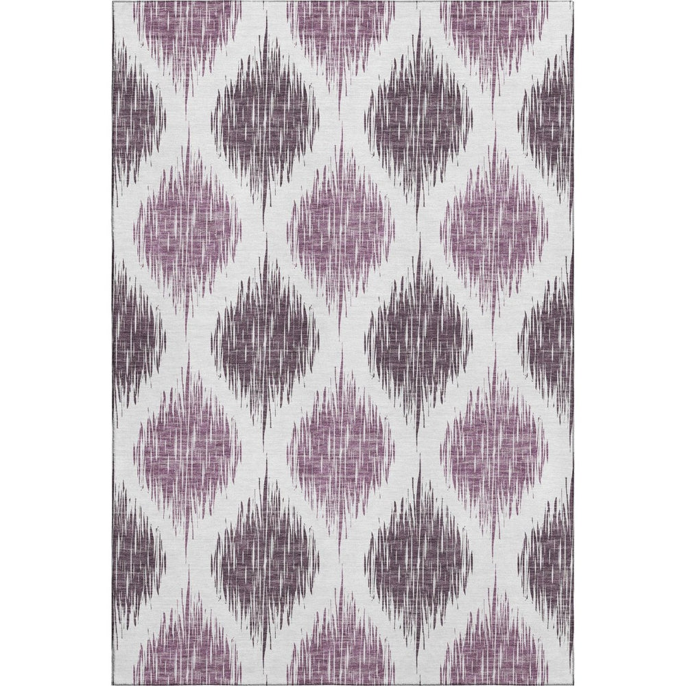 HomeRoots 8' X 10' Ikat Washable Area Rug in Purple & Ivory - Durable, UV-Protected, Stain-Resistant Design! 667495