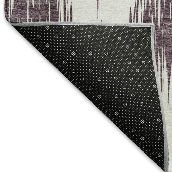 HomeRoots 9' X 12' Ikat Washable Area Rug in Striking Purple & Ivory – Durable, Stylish, UV Protected Design! 667496