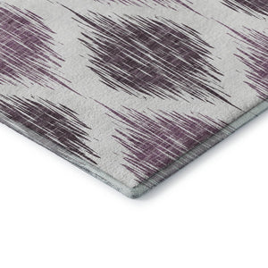 HomeRoots 9' X 12' Ikat Washable Area Rug in Striking Purple & Ivory – Durable, Stylish, UV Protected Design! 667496