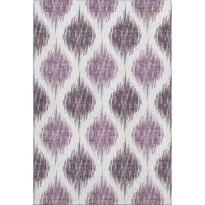 HomeRoots 10' Purple and Ivory Ikat Area Rug - Washable, UV-Protected, Durable Design for High-Traffic Spaces 667497