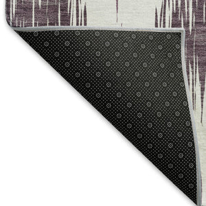 HomeRoots 10' Purple and Ivory Ikat Area Rug - Washable, UV-Protected, Durable Design for High-Traffic Spaces 667497