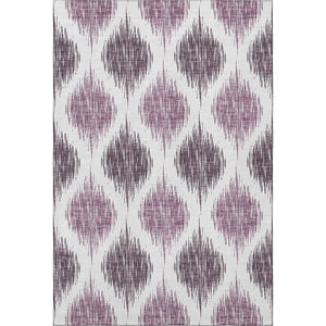 HomeRoots 10' Purple and Ivory Ikat Area Rug - Washable, UV-Protected, Durable Design for High-Traffic Spaces 667497