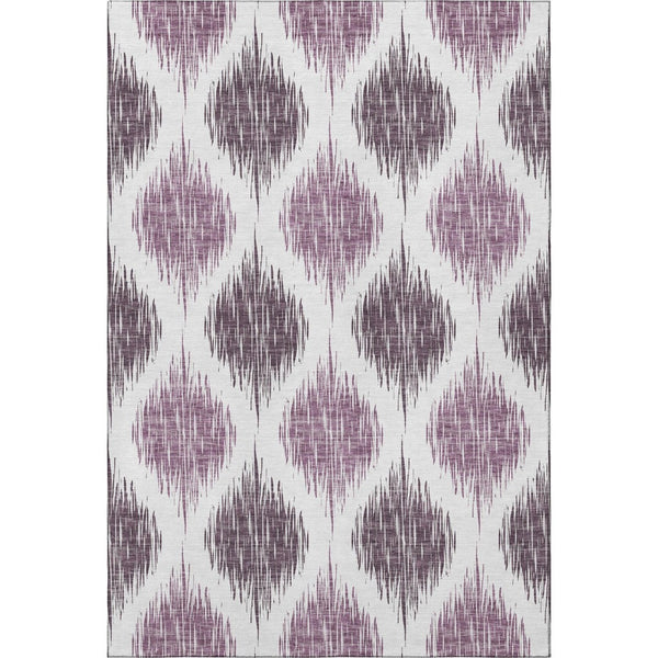 HomeRoots 10' Purple and Ivory Ikat Area Rug - Washable, UV-Protected, Durable Design for High-Traffic Spaces 667497