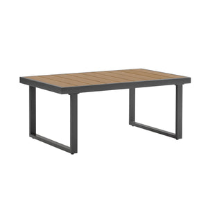 English Elm Christopher Knight Home® - 4-Pieces Outdoor Metal Patio Furniture Set with Deep-Seat Cushions, Teslin Rope, Wood-Look Tabletop, Rust-Resistant Frame Natural+Grey N780P2540723G