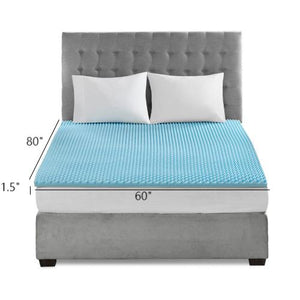 English Elm All Season Reversible Hypoallergenic 1.5" Cooling Mattress Topper Gel Memory Foam Eggcrate Comfort Support Blue 21.26 L x 11.5 W x 11.42 H B03595111