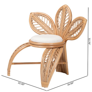 English Elm Modern Rattan Openwork Leaf Accent Chair Bohemian Sculptural Seat for Living Room B2750P467688