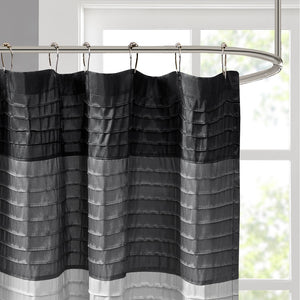 JLA Home Madison Park - Faux Silk Dupioni Shower Curtain with Pintuck Panels, Machine Washable, Hotel-Quality Sheen and Drapes MP70-246