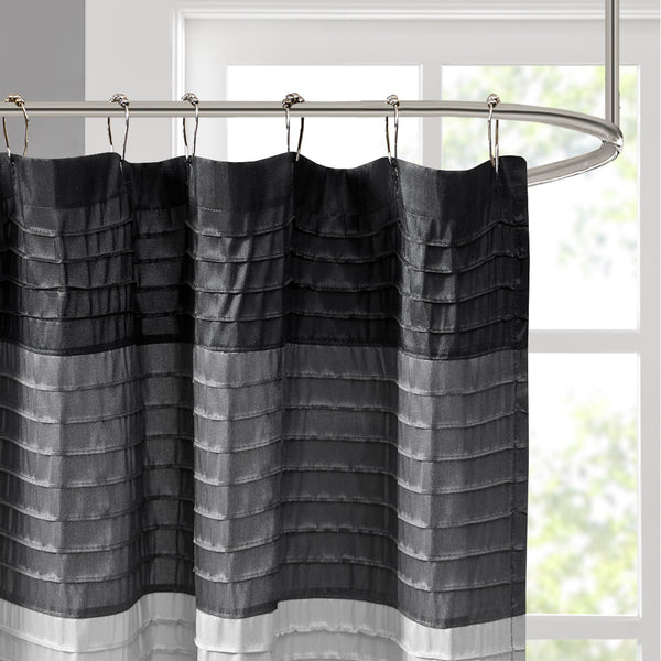 JLA Home Madison Park - Faux Silk Dupioni Shower Curtain with Pintuck Panels, Machine Washable, Hotel-Quality Sheen and Drapes MP70-246