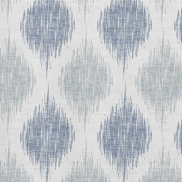 HomeRoots 9' X 12' Sky Blue & Ivory Ikat Area Rug - Durable, Washable, UV-Protected, Perfect for Homes with Kids! 667502
