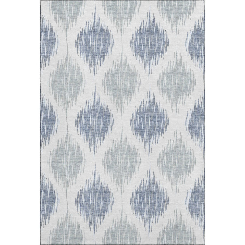 HomeRoots 10' X 14' Ikat Area Rug in Sky Blue & Ivory - Washable, UV-Protected & Perfect for Modern Spaces! 667503