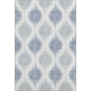 HomeRoots 10' X 14' Ikat Area Rug in Sky Blue & Ivory - Washable, UV-Protected & Perfect for Modern Spaces! 667503
